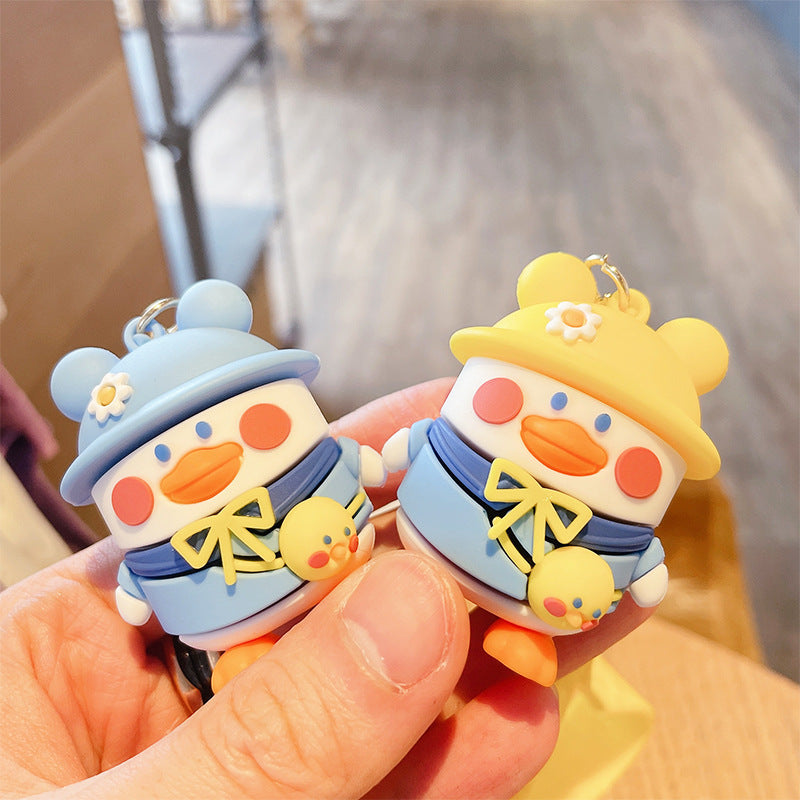 Cute Backpack Duck Keychain – Cartoon PVC Dripping-Glue Pendant for Bags & Keys