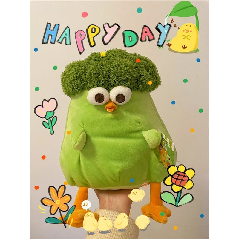 Quirky & Cute: Broccoli Pier Chicken Plush Doll (23-25cm), Funny Sleeping Hug Doll.