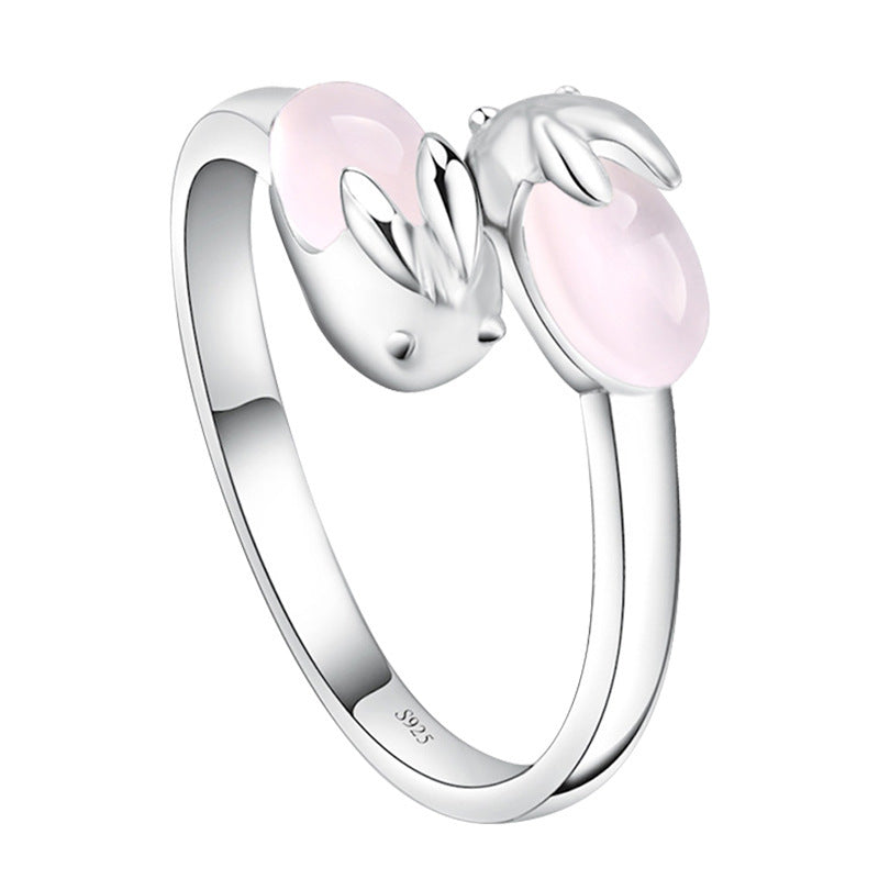 Cute Bunny Ring, Metal Animal-Themed Adjustable Rabbit Ring