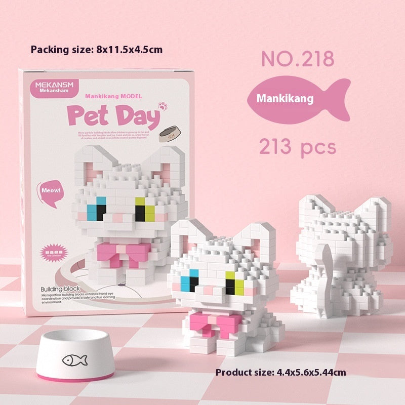 Cute Pet Cat and Dog Assembled Ornaments, DIY Particle Model Collectibles