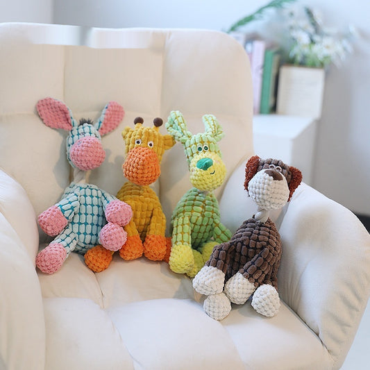 Dog Simulated Cake Toy, Plush Sounding Pet Snack Toy (Triplets Chestnut Set)