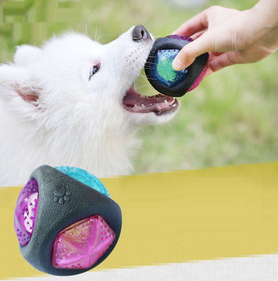 Multi-Sensory Fun: Vocal, Bouncing, Glow-in-the-Dark Rubber Dog Toy Ball ($\mathbf{7.6\text{cm}}$).