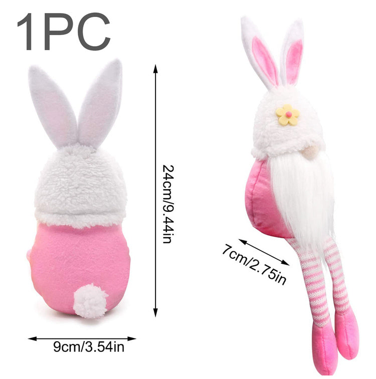 Easter Bunny Dwarf Doll, Long-Legged Rabbit Plush Decoration with Fiber Cotton Filling