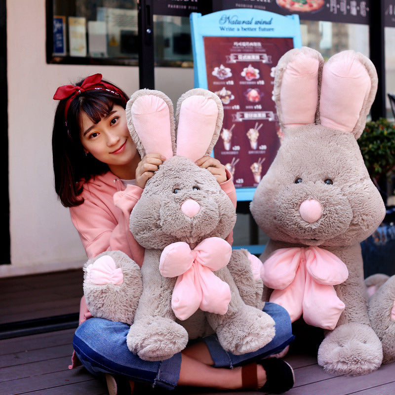 Long-Eared Bunny Plush Toy, Soft Stuffed Rabbit Doll with PP Cotton Filling