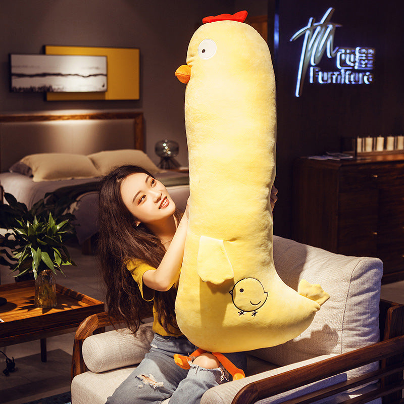 Cloud Comfort: Full Size Small Yellow Chicken Soft Stuffed Plush Pillow Toy.