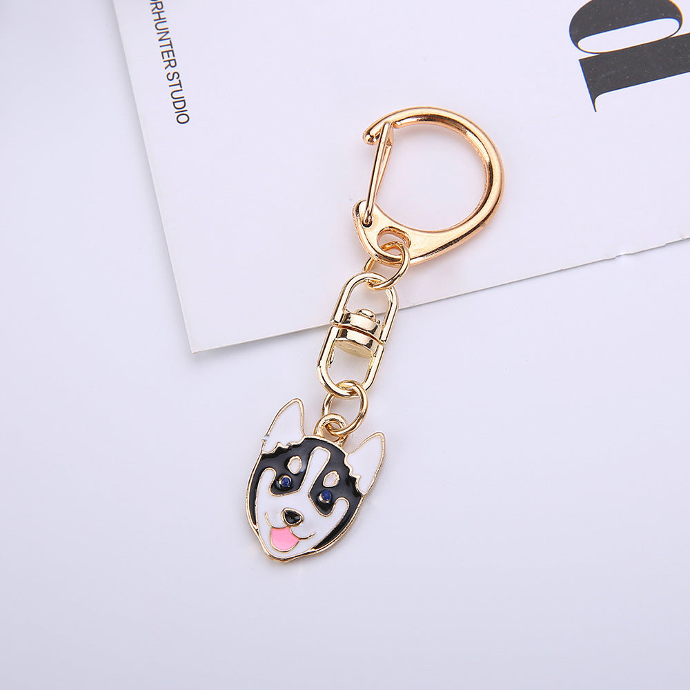 Cartoon Animal Beckoning Cat & Cute Dog Keychain, Alloy Fashion Pendant