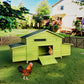 11.12 ft² Large Wooden Chicken Coop, Outdoor Hen House with 2 Free-Range Doors, 2 Nesting Boxes, Perch & Ventilation System (Green)