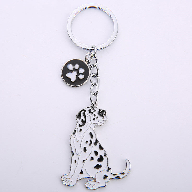 Dog Car Keychain, Zinc Alloy Animal Key Ring with Chrome Plating