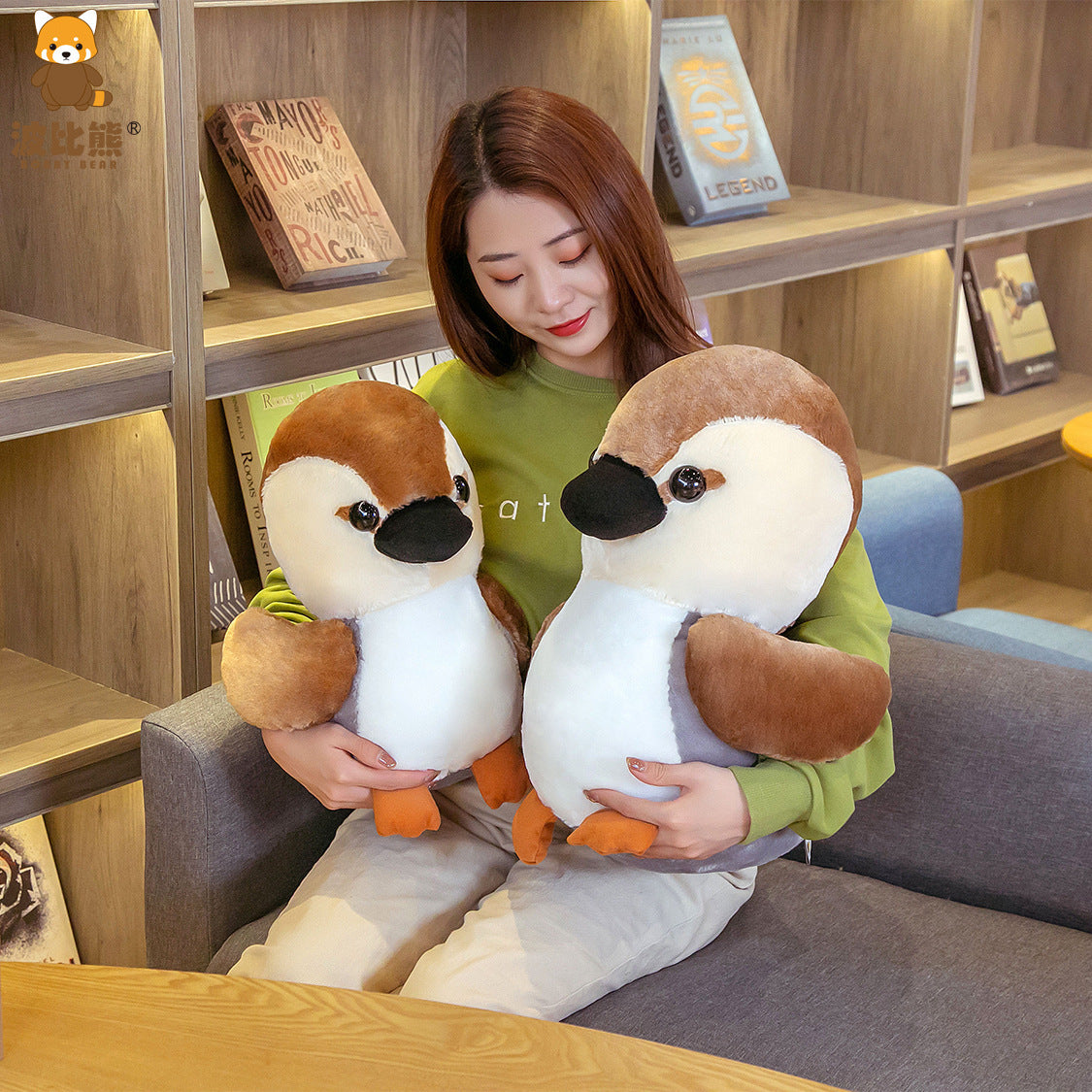 Brown Duck Plush Toy – Soft Sitting Bird Plush Doll for Kids & Collectors