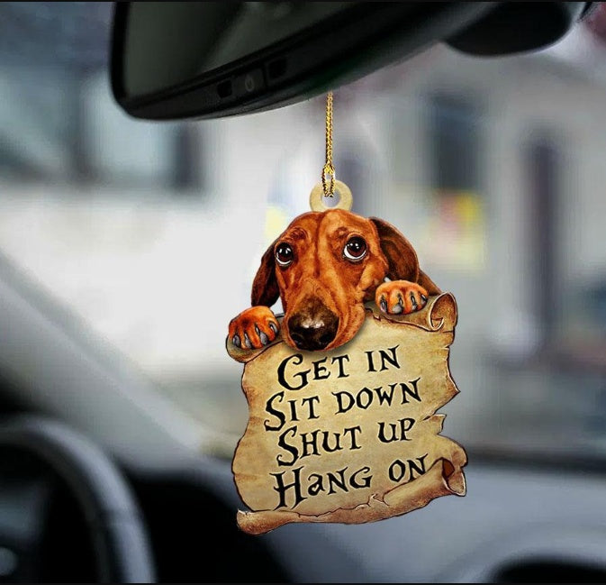 Sleeping Angel Dog Car Pendant, Acrylic Hanging Ornament for Cars, Doors & Home Decor