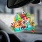 Sleeping Angel Dog Car Pendant, Acrylic Hanging Ornament for Cars, Doors & Home Decoration