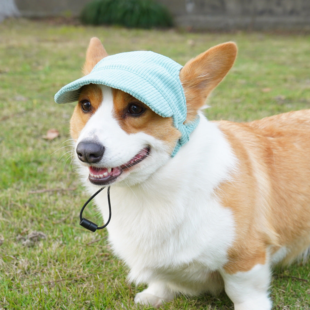 Casual Corduroy Pet Hat, Monochrome Baseball & Bucket Style Caps for Cats & Dogs