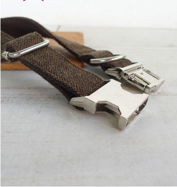 Thickened Alloy Buckle Pet Dog Ring, Bite-Resistant Dog Collar & Hand-Held Rope Leash Set (Dark Gray)