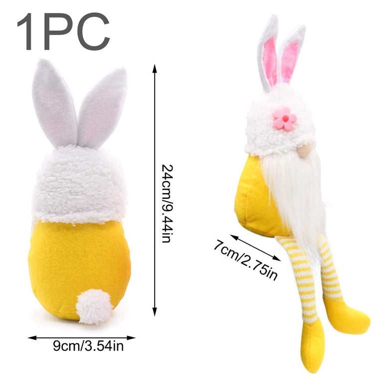 Easter Bunny Dwarf Doll, Long-Legged Rabbit Plush Decoration with Fiber Cotton Filling