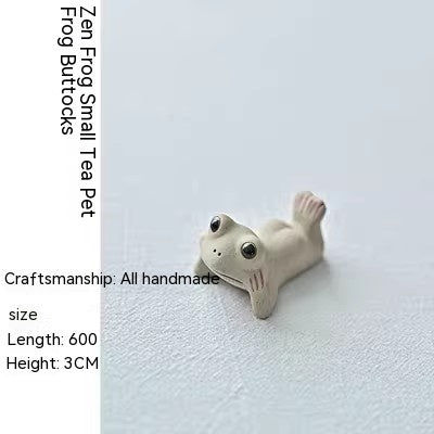 Zen Tea Time: Chinese Style Gray Pottery Frog Ornaments (Laid-back & Free).