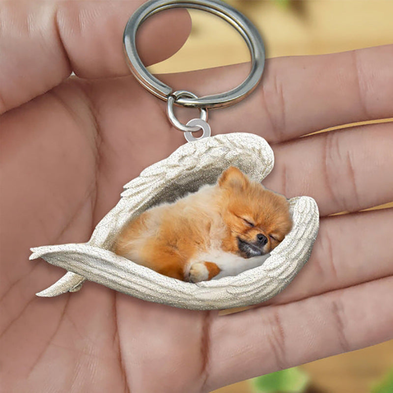 Acrylic Creative Cute Dog Keychain, Double-Sided Printed Animal Pendant
