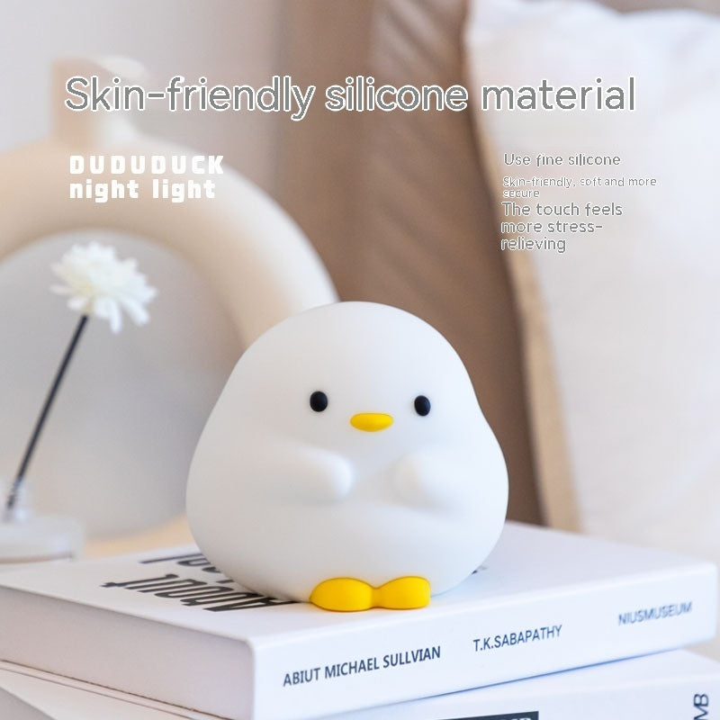 Cute Duck LED Night Lamp – Silicone USB Rechargeable Touch Sensor Light with Timer