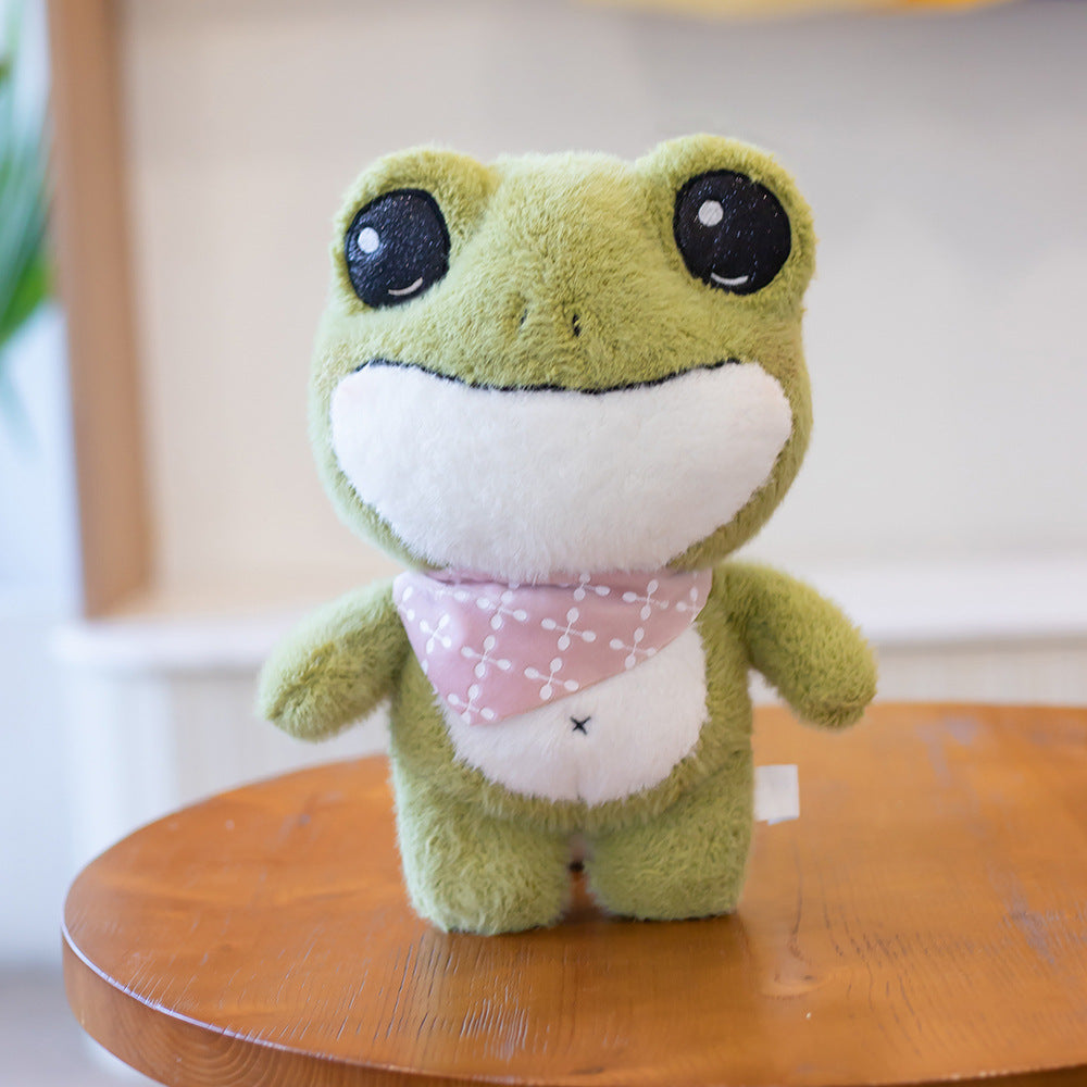 $\mathbf{30\text{cm}}$ Dressed-Up Delight: Cute Frog Doll Plush Toy Backpack (Wheat Velvet).