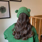Sweet & Warm: Women's Big Eyes Cartoon Frog Knitted Hat for Shopping and Travel.