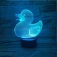 Little Yellow Duck 3D Night Light – Creative Cartoon Table Lamp with Touch & Remote Control