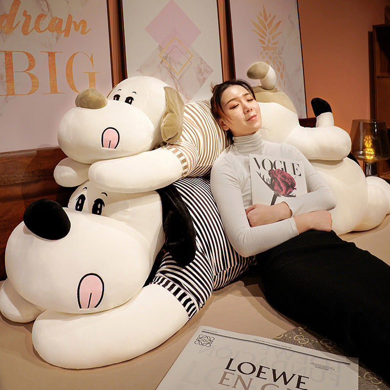Giant Striped Dog Doll Plush Toy: Elastic Super Soft and PP Cotton Filled ($\mathbf{60}$–$\mathbf{180\text{cm}}$).
