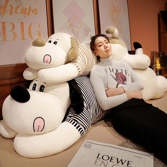 Giant Striped Dog Doll Plush Toy: Elastic Super Soft and PP Cotton Filled ($\mathbf{60}$–$\mathbf{180\text{cm}}$).