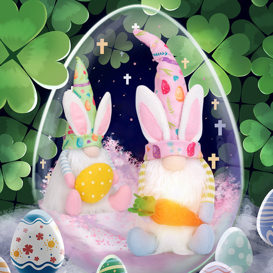 Charming Easter Decor: Faceless Bunny Doll Ornament (Pink/Green Cap).