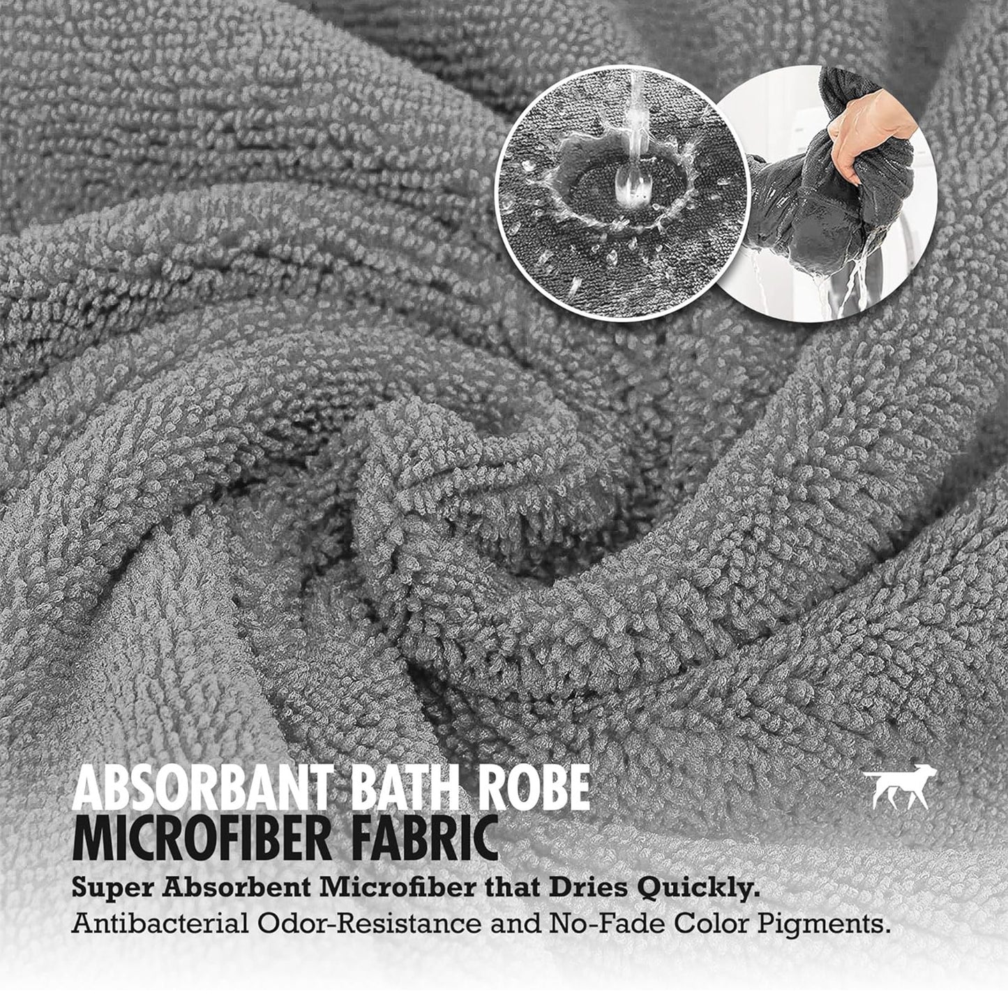 Dog Bathrobe, Super Absorbent Pet Bath Towel Pajama Coat | Outfit for Poodle, Bichon, French Bulldog, Corgi & Large Dogs