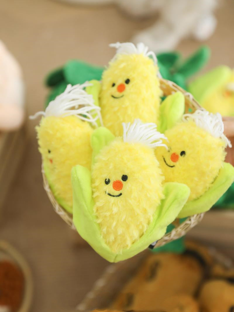 Farm-Fresh Fun: Cute Sounding Pet Rattle Toys (Cabbage/Corn) for Puppies' Anti-Boredom Play.