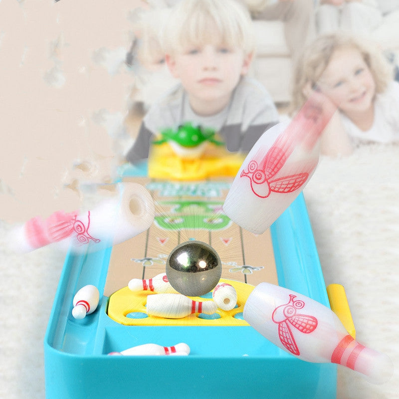 Kids' Fun: Mini Frog Bowling Educational Game for Cognitive Development.