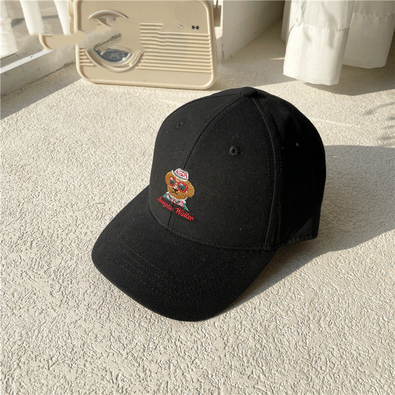 Fashion Kids Baseball Cap, Red Frame Brown Dog Design Cotton Hat for Spring & Autumn