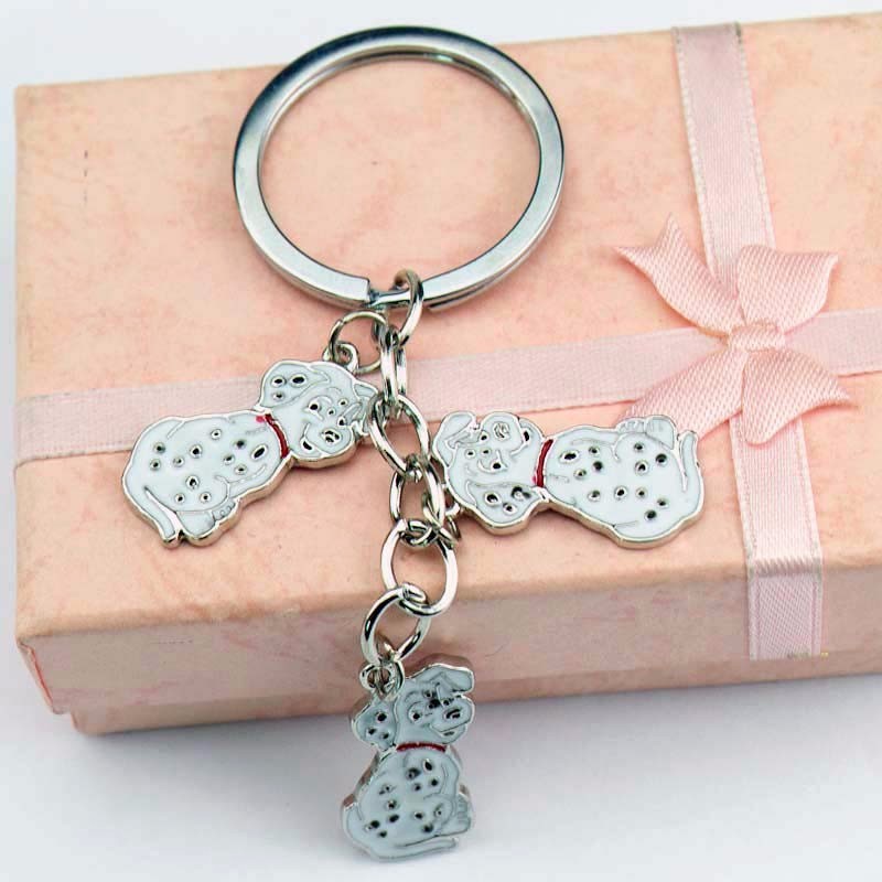 Dog Car Keychain, Zinc Alloy Animal Key Ring with Chrome Plating