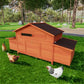 Large Wooden Chicken Coop, Outdoor Hen House with 2 Side Nesting Boxes, 2 Free-Range Doors & Leakproof Tray (Brick Red, Solid Wood)