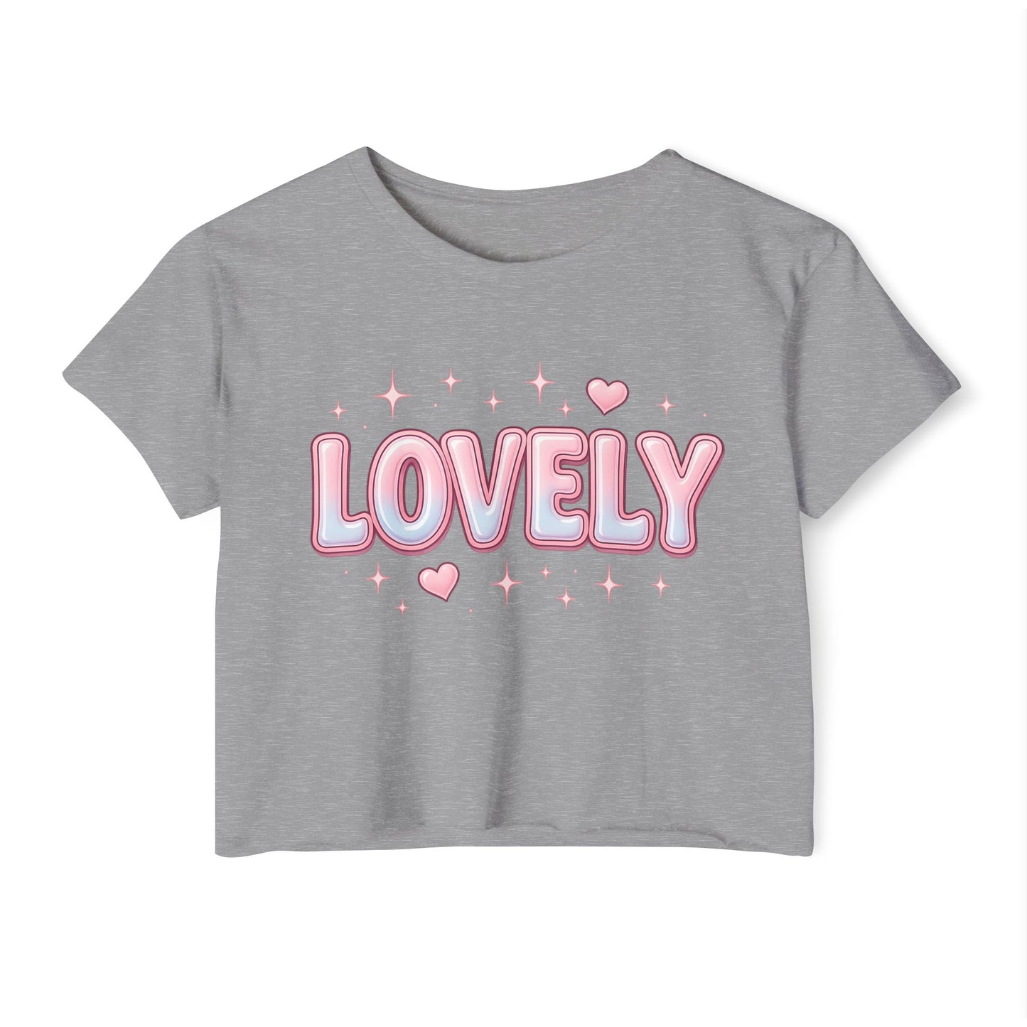 Lovely Crop Top | Cute Pink 'LOVELY' Graphic Festival Tee for Women