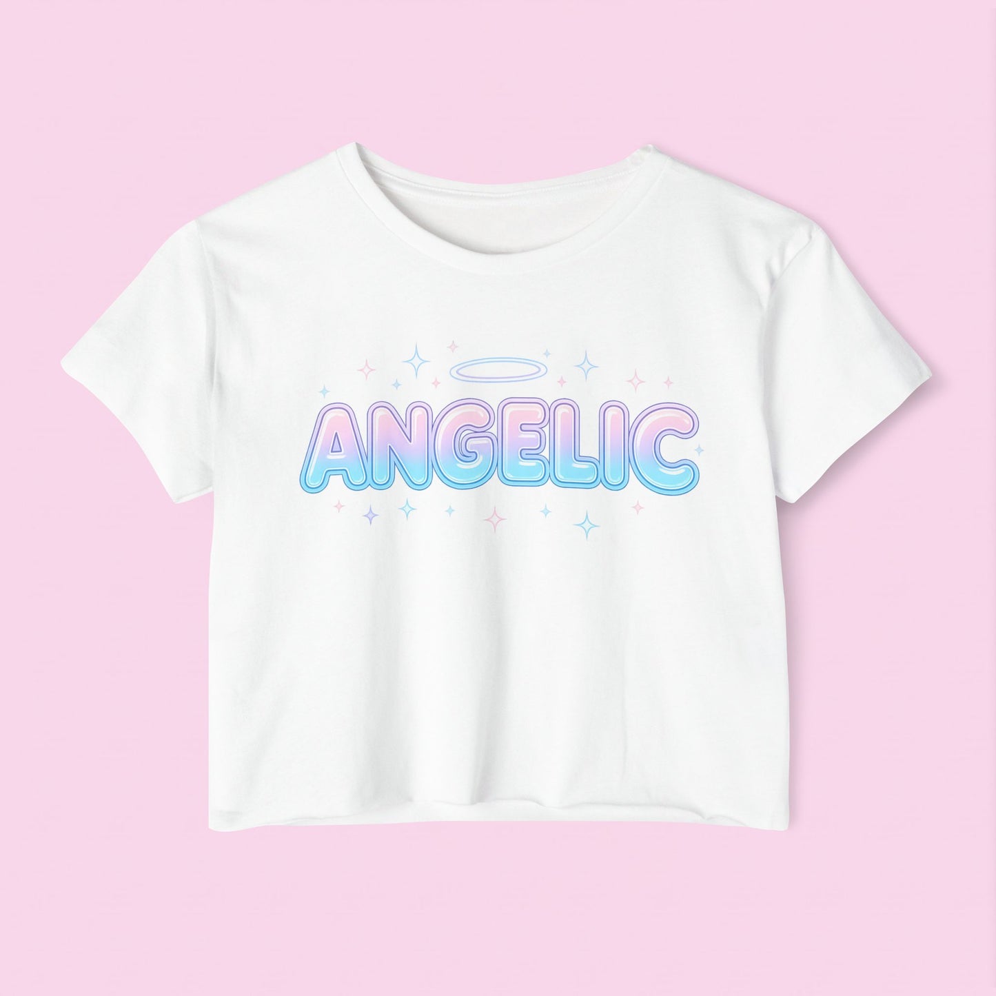 Angelic Crop Top | Pastel Halo Festival Tee for Women
