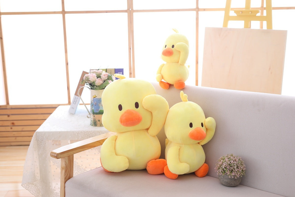Little Yellow Duck Dancing Plush Toy – Cute Expression Duck Figurine with Soft Short Plush