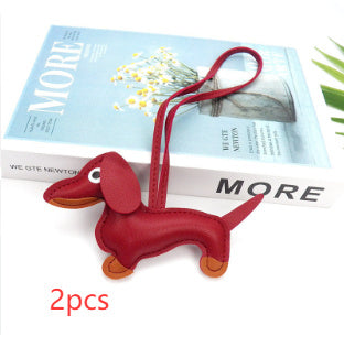 Sausage Dog Style Carrying Strap Bag Ornament, Fashion Commuting Leather Charm