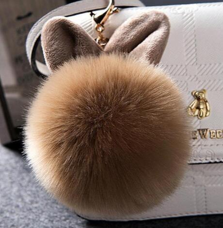 Colorful Bunny Fur Keychain, Soft Plush Rabbit Bag Charm for Women