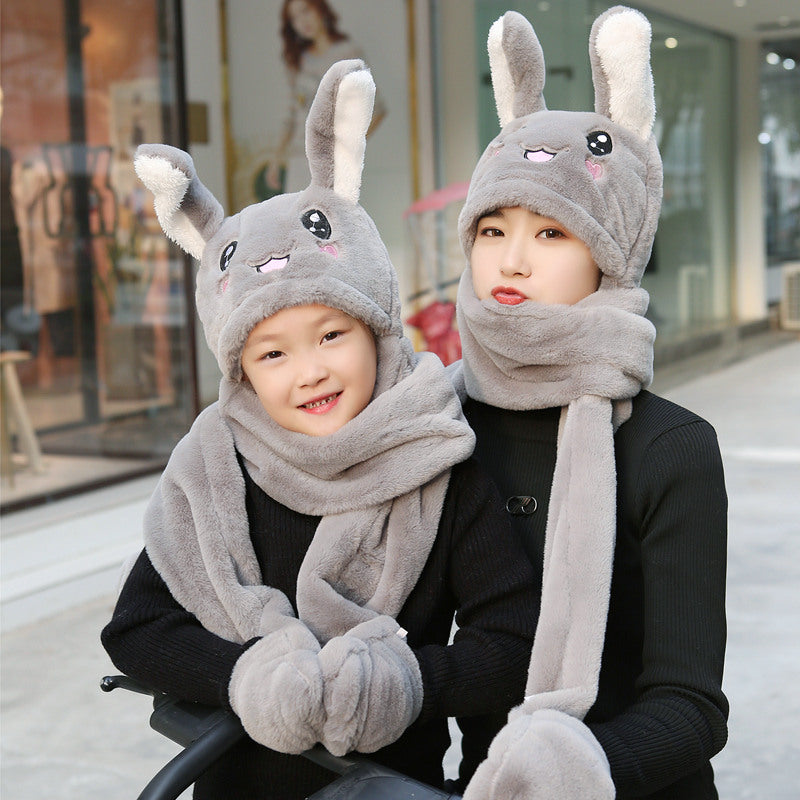 Sweet & Cute Bunny Ear Hat, Embroidered Winter Baotou / Turban Style Cap