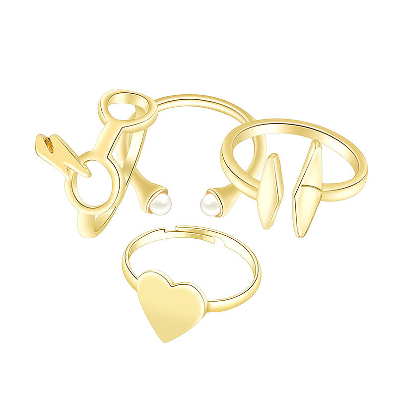 European & American Fashion Bunny Alloy Joint Ring, Heart-Shaped Animal Design