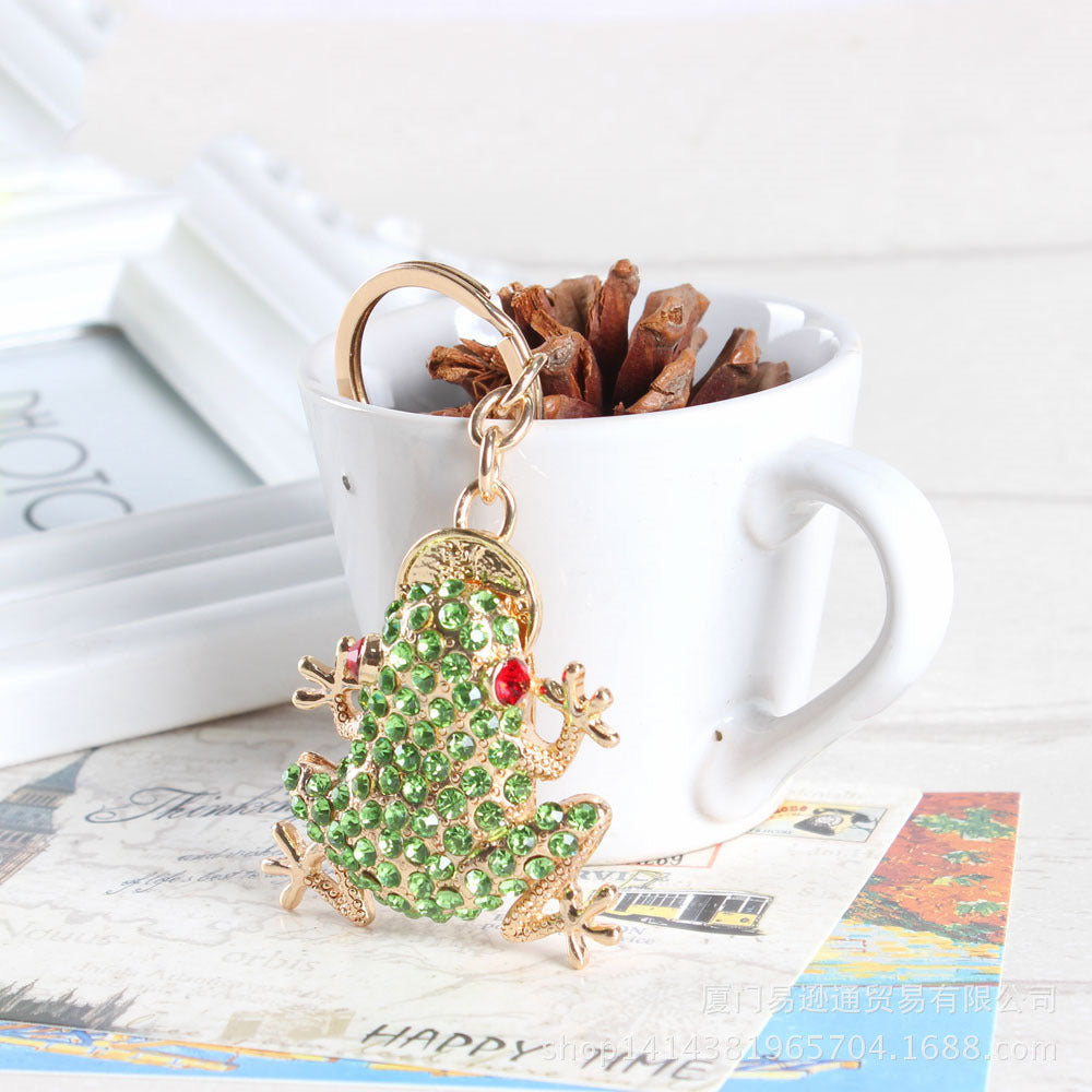 Frog Coin Key Ring – Crystal Diamond Animal Metal Keychain (Unisex)