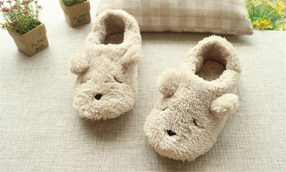Home Cartoon Dog Soft Plush Slippers, Warm, Shock-Absorbing Indoor Winter Shoes