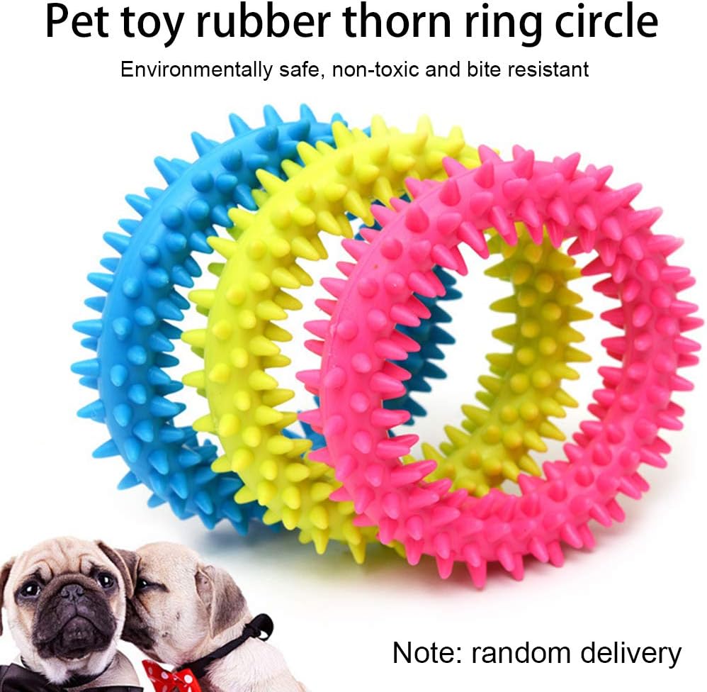 TPR Spiky Circle Dog Chew Ring, Bite-Training Molar Toy & Teeth-Cleaning Pet Supply