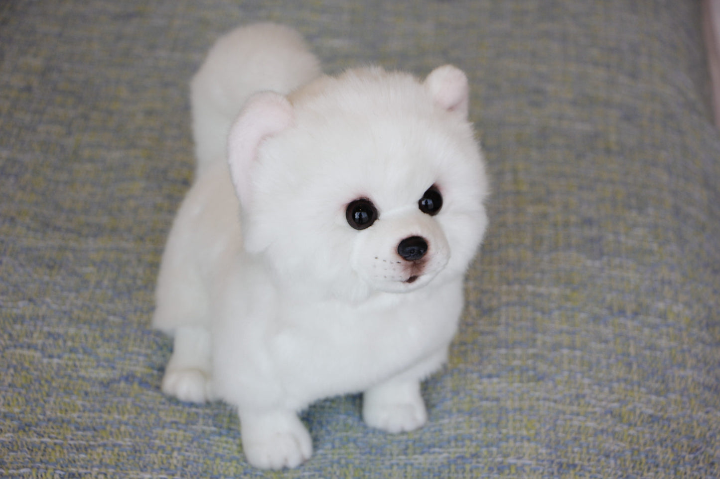 Pristine Pal: Pure White Simulation Dog Plush Doll (Short Hair, PP Cotton).