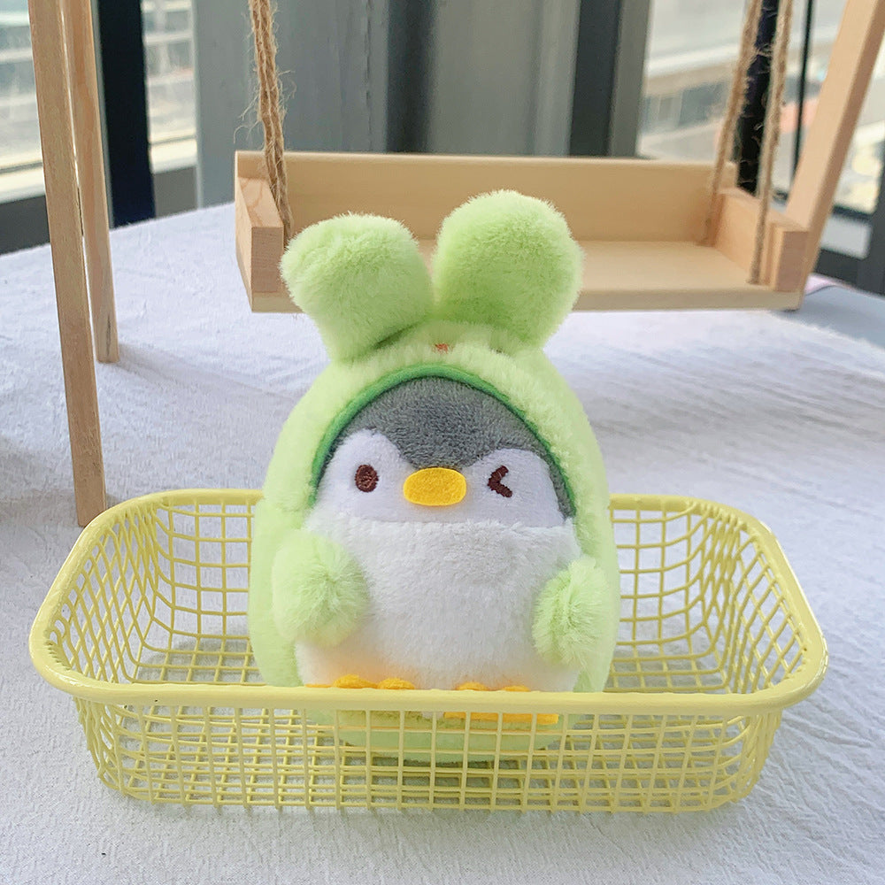 New Cute Penguin-to-Bunny Plush Pendant, 12cm Keychain & Handbag Charm for Teens