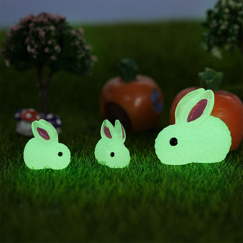 Luminous Bunny Ornament, Cute Animal Resin Cartoon Decor (Pastoral Style)