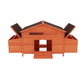 Large Wooden Chicken Coop, Outdoor Hen House with 2 Side Nesting Boxes, 2 Free-Range Doors & Leakproof Tray (Brick Red, Solid Wood)