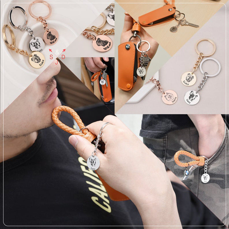 Ins Pet Cat and Dog Photo DIY Keychain