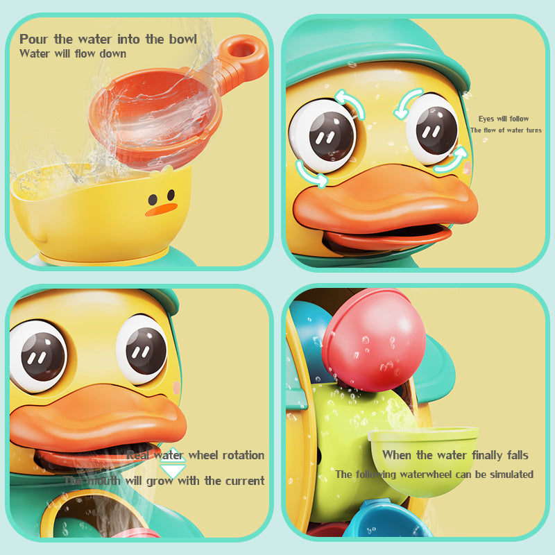 Cute Duck Rotating Water Wheel Baby Bath Toy – ABS Infant Water Play Toy