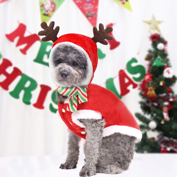 Christmas Poppy Dog Costume, Santa Elk, Christmas Tree & Deer Sweater | Winter Coral Velvet Pet Outfit